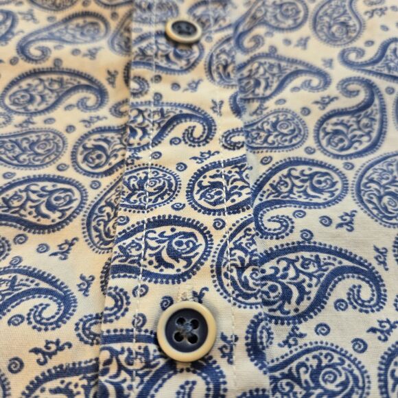 Cremieux Premium Denim Paisley Button Up Shirt White Blue Coastal Men XL - Picture 7 of 10